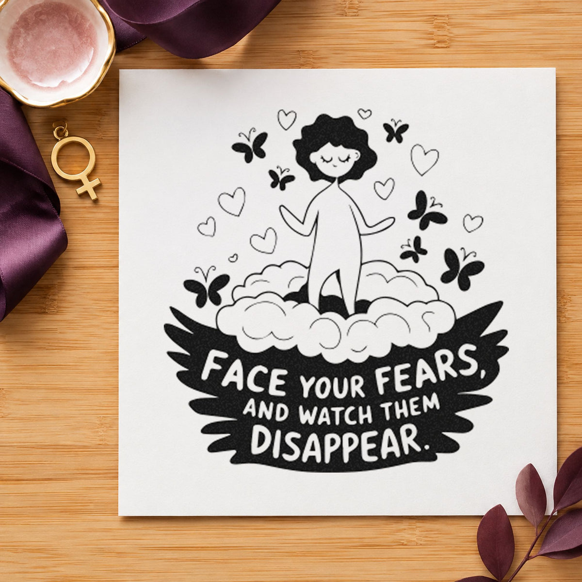 Face Fears Floating Child rubber stamp printed in black ink, ready for cloud child cards and similar paper crafts.