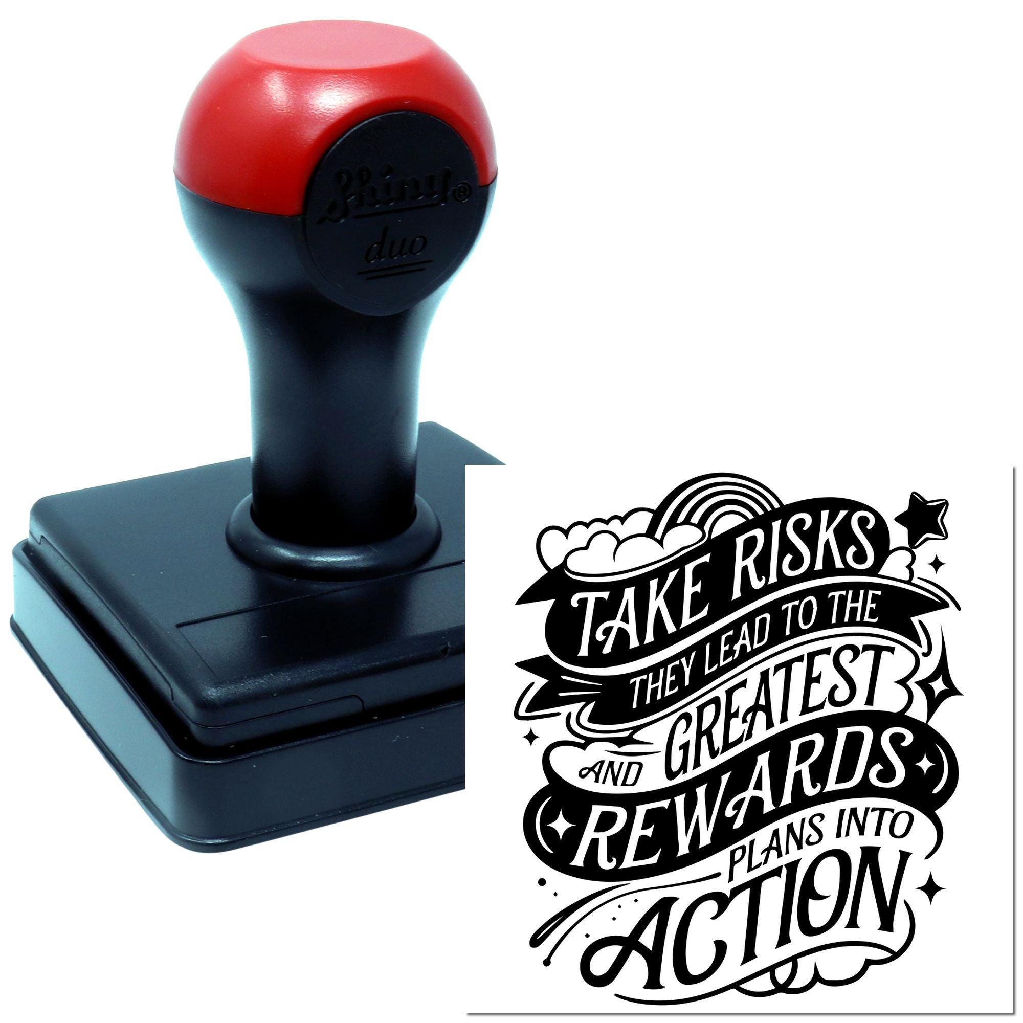 Duo Take Risks Motivational Hand-Lettered Poster Hand Stamp