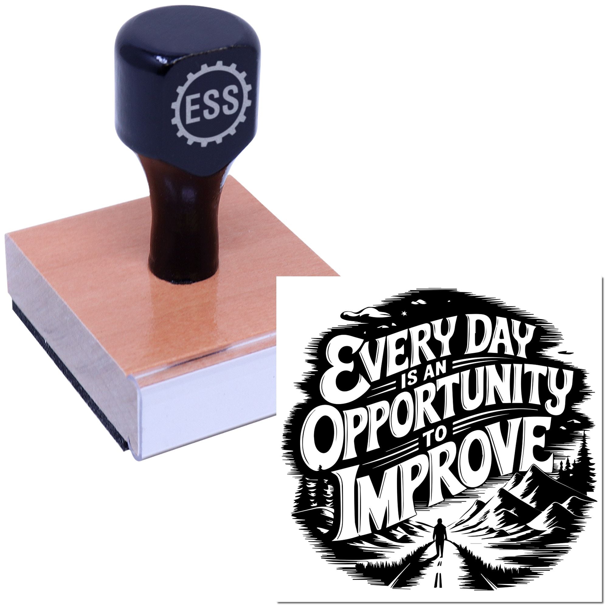 Daily Improvement Journey Card Rubber Stamp
