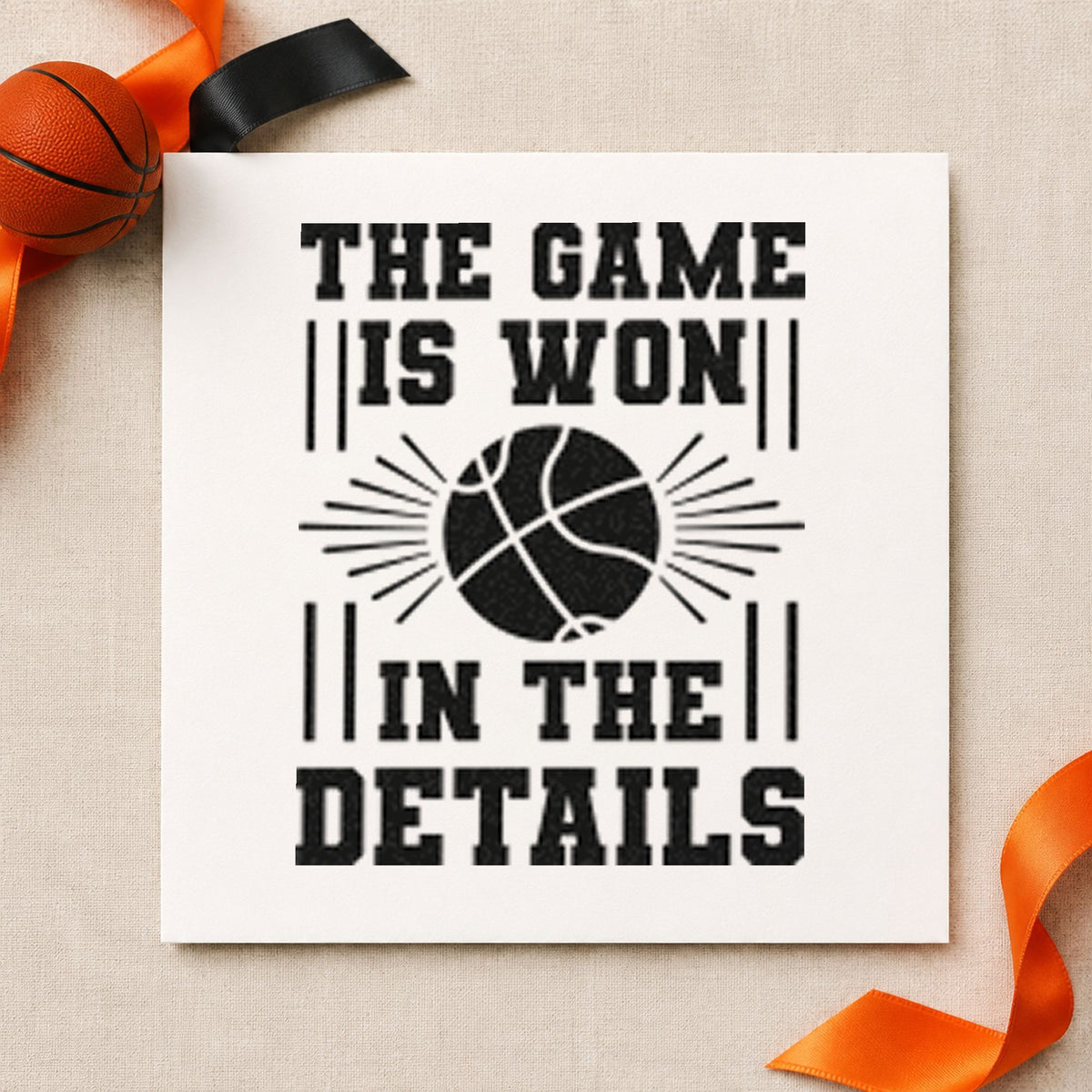 Game Won In Details rubber stamp printed in black ink, ready for player motivation cards and similar paper crafts.