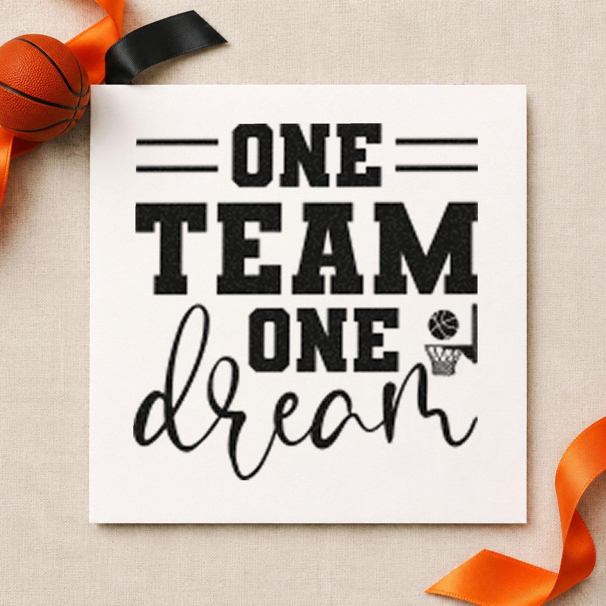 One Team One Dream rubber stamp printed in black ink, ready for snack rota sheet and similar paper crafts.