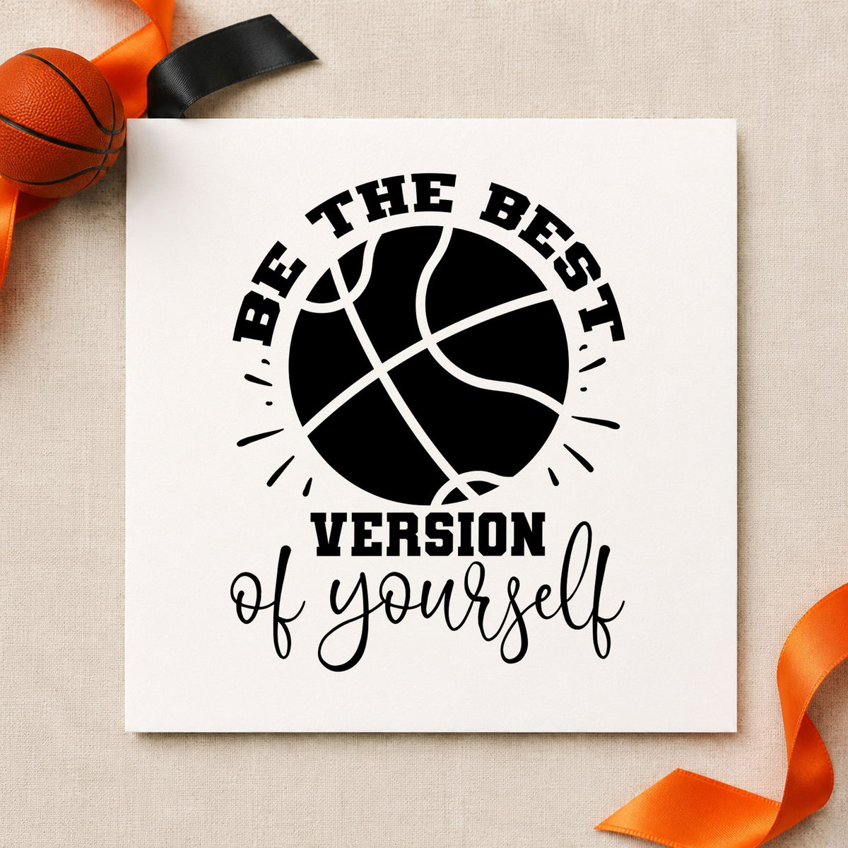 Best Version Of Yourself rubber stamp printed in black ink, ready for workout plan sheet and similar paper crafts.