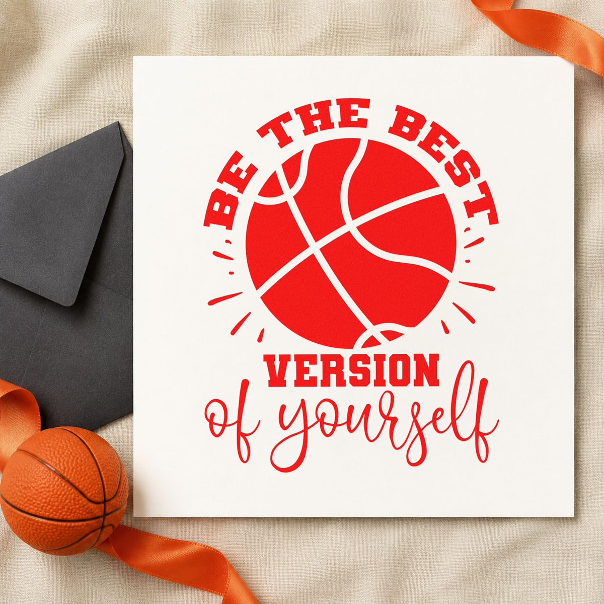 Best Version Of Yourself rubber stamp shown in red ink, stamped for projects such as bin cone labels.