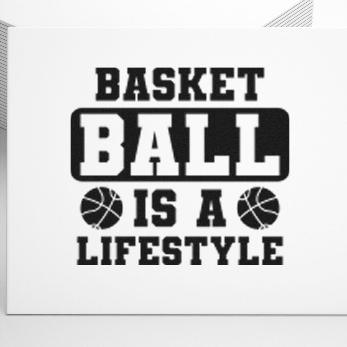 Black basketball-themed stamp and seal design with bold BASKET BALL IS A LIFESTYLE text on white.