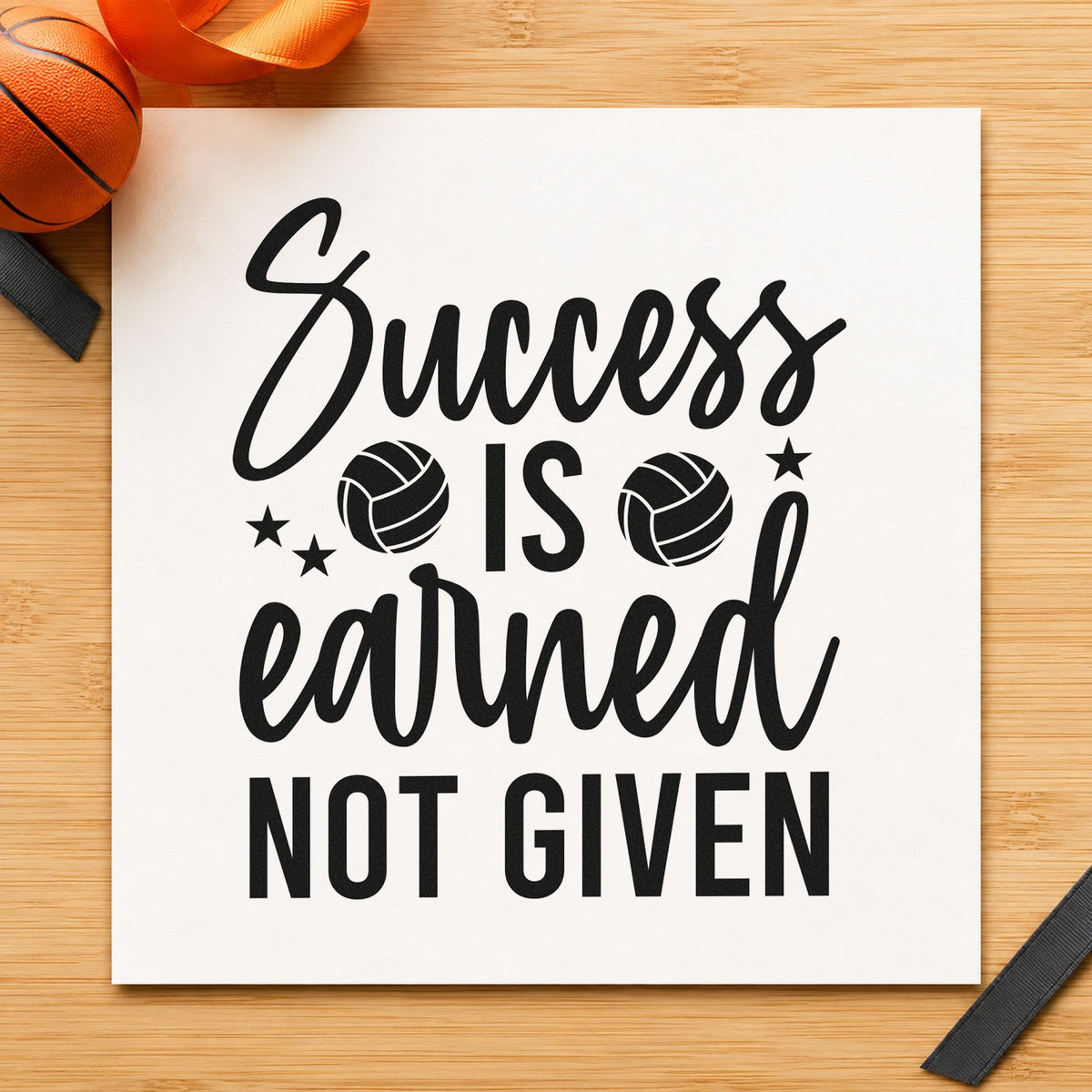 Success Earned Not Given rubber stamp printed in black ink, ready for match result sheet and similar paper crafts.