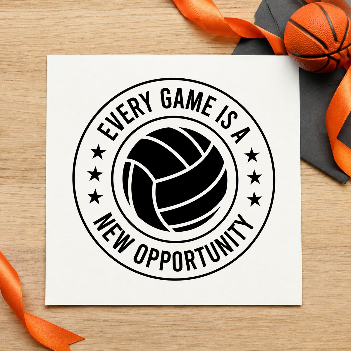 Every Game New Opportunity rubber stamp printed in black ink, ready for bracket result sheet and similar paper crafts.