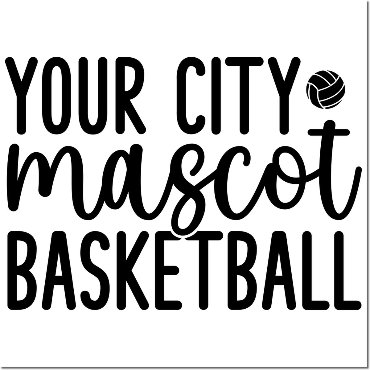Black Your City Mascot Basketball stamp seal with ball icon on a white background.