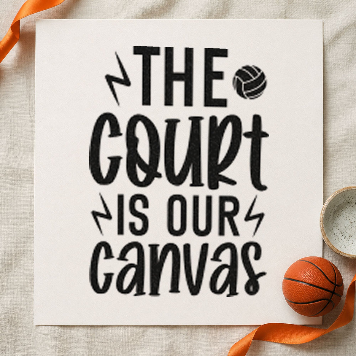 Court Is Our Canvas rubber stamp printed in black ink, ready for panel assign sheet and similar paper crafts.