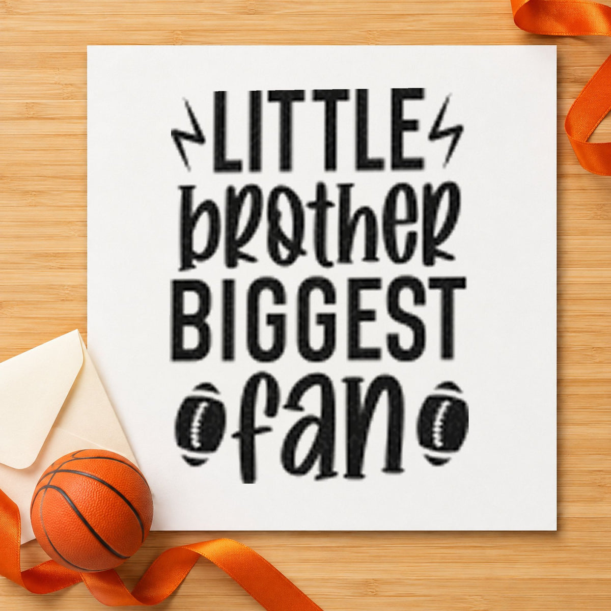 Little Brother Biggest Fan rubber stamp printed in black ink, ready for outfit plan sheet and similar paper crafts.