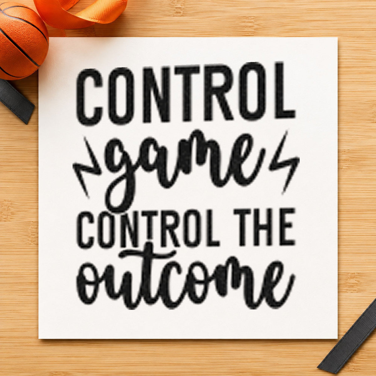 Control Game Control Outcome rubber stamp printed in black ink, ready for film note sheet and similar paper crafts.