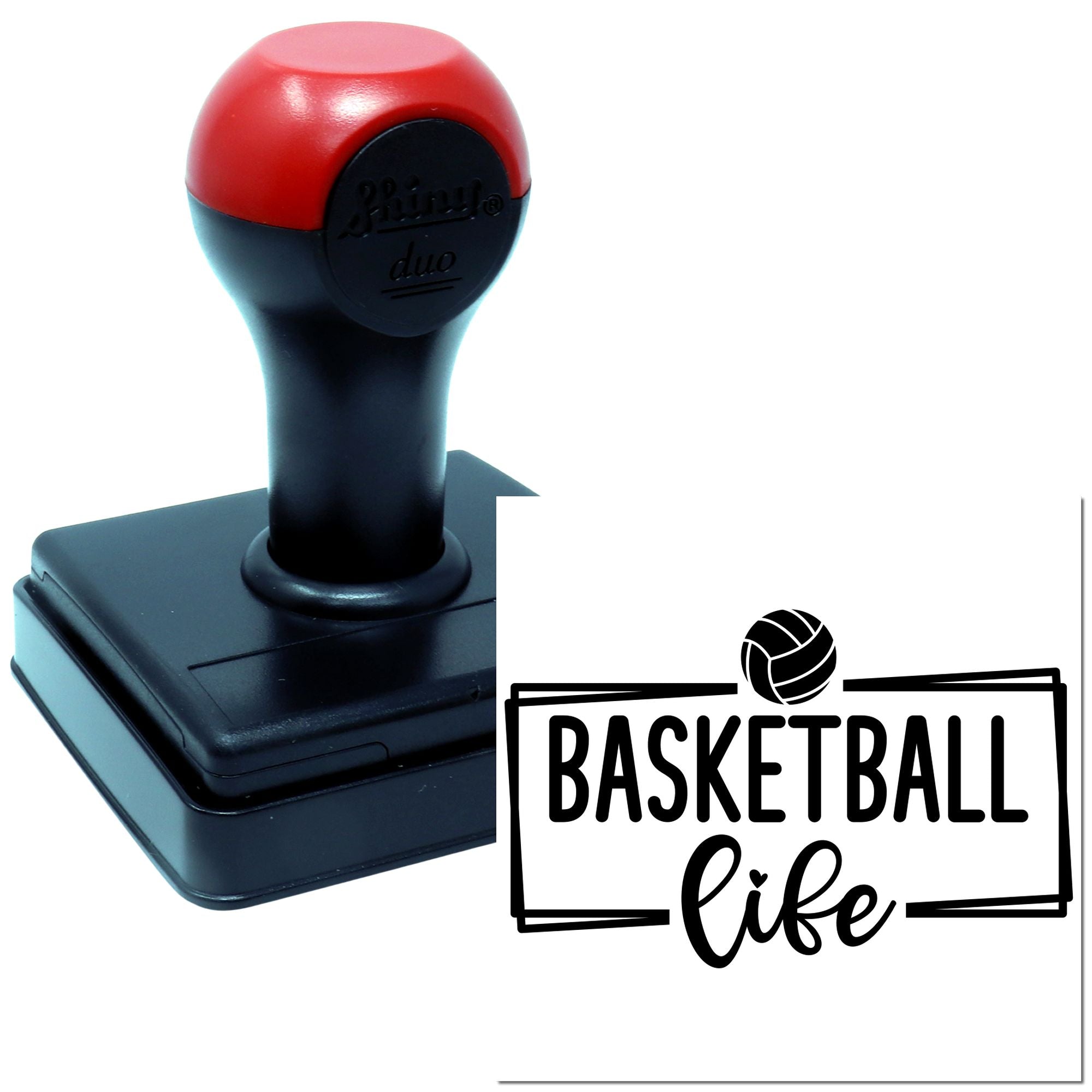 Duo Basketball Life Modern Script Framed Hand Stamp