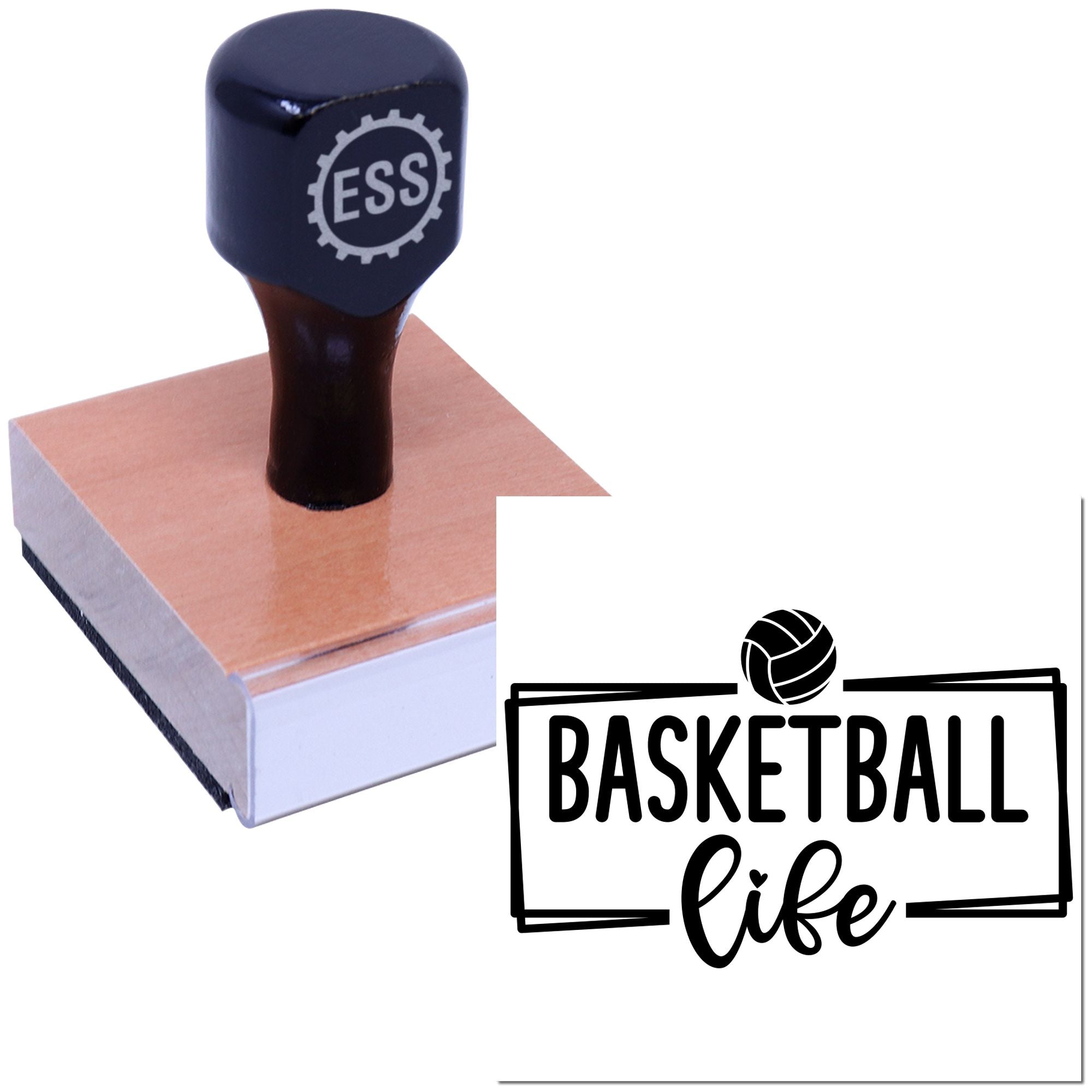 Hoop Life Badge Paper Goods Rubber Stamp