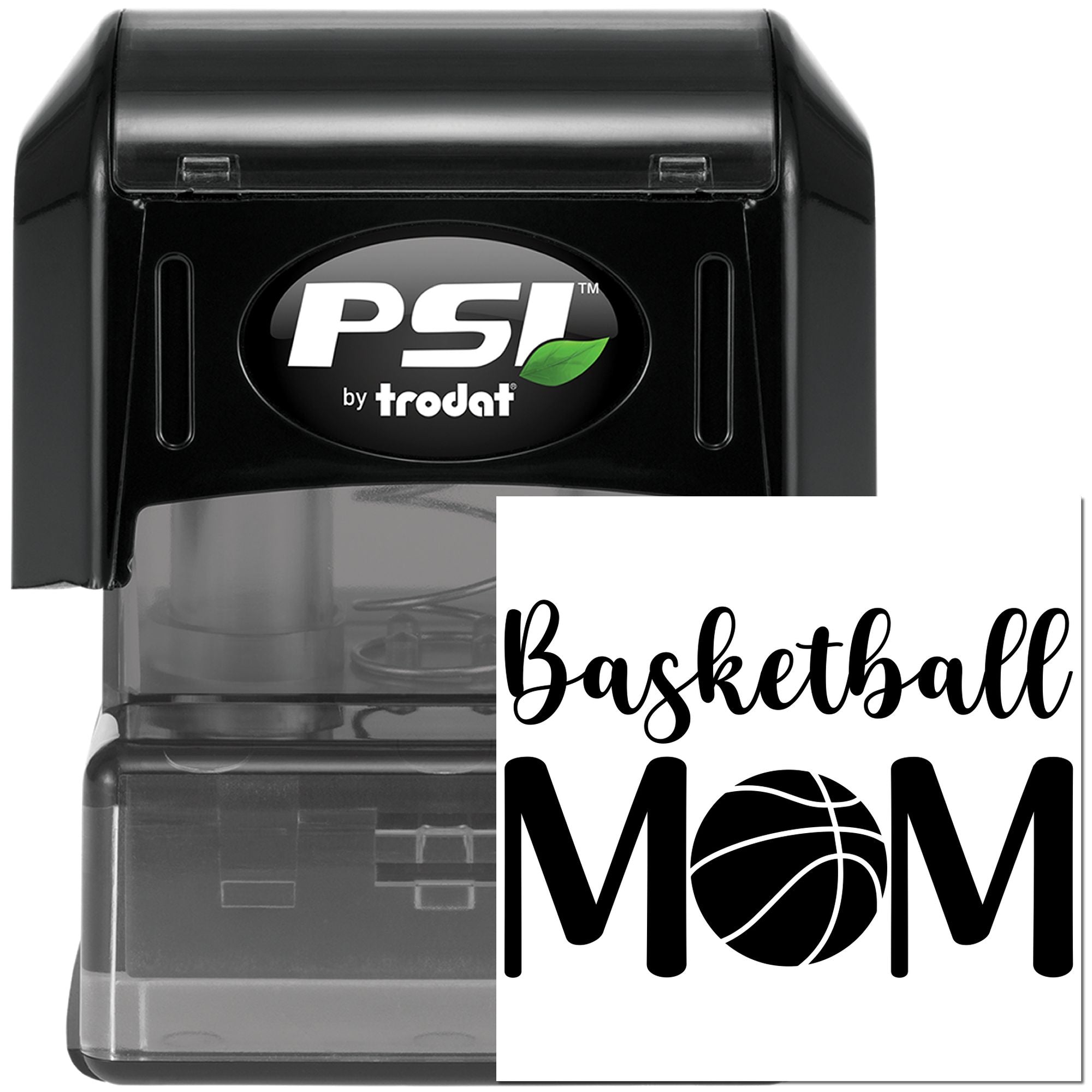 Pre-Inked Basketball Mom Logo Tag Stamp