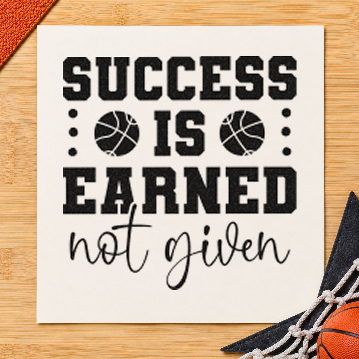 Success Earned Not Given rubber stamp printed in black ink, ready for make tally sheet and similar paper crafts.