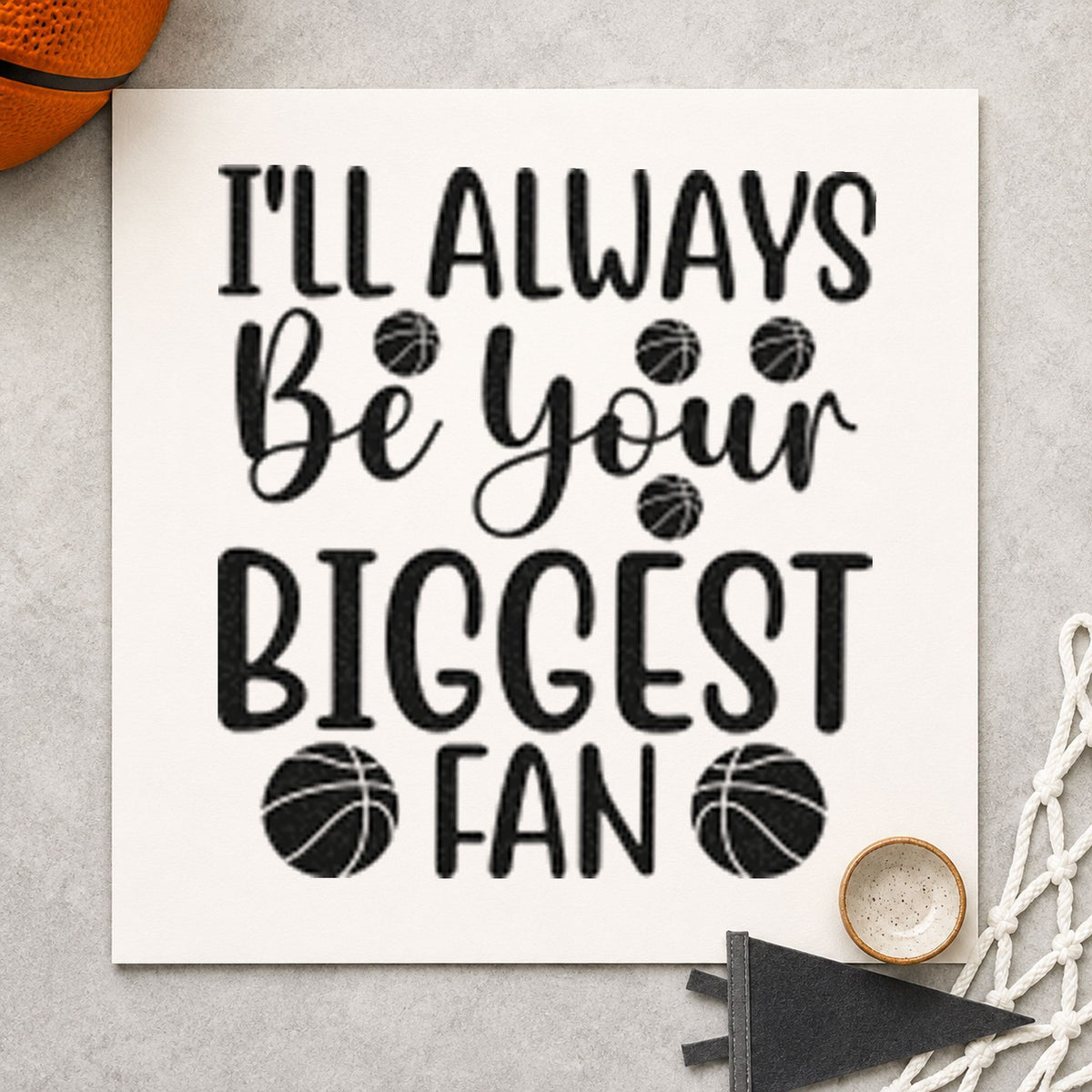 Always Your Biggest Fan craft stamp imprint in black ink on a handmade project, one idea being travel snack gift tags.