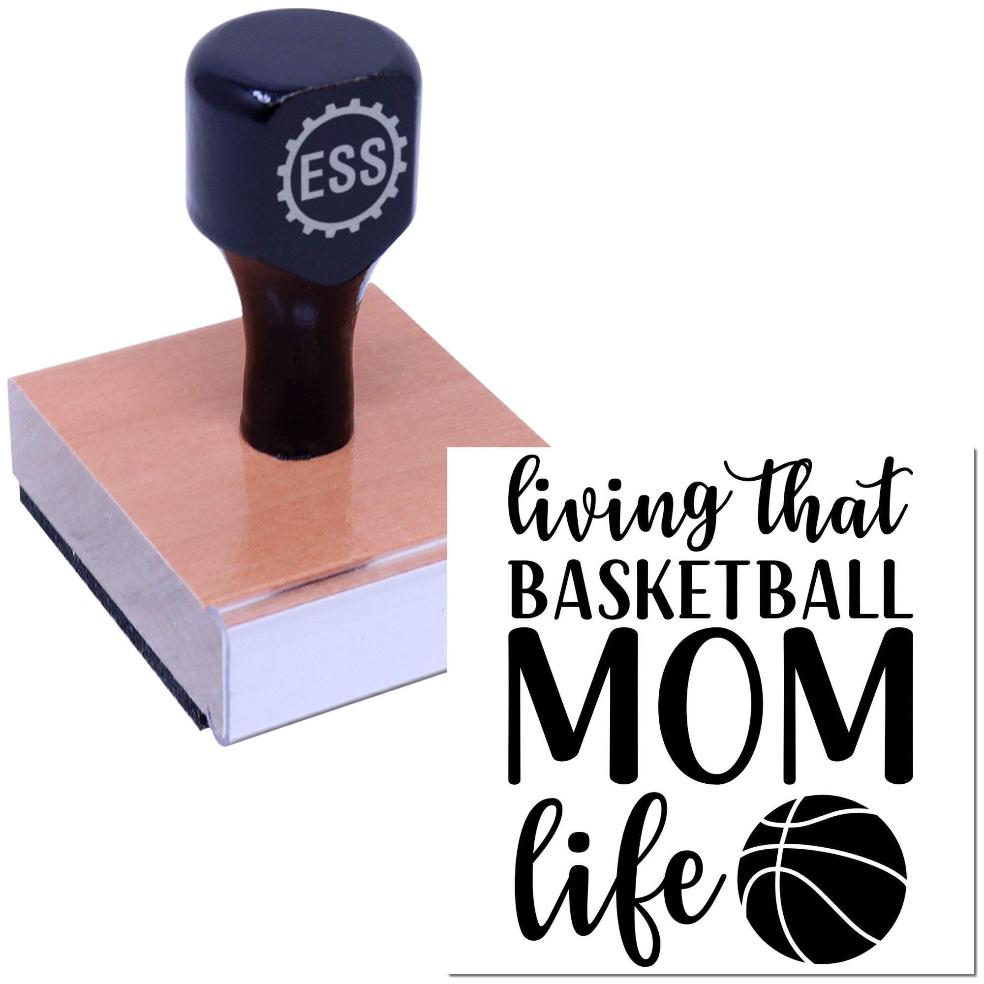 Hoops Mom Hustle Cardmaking Rubber Stamp