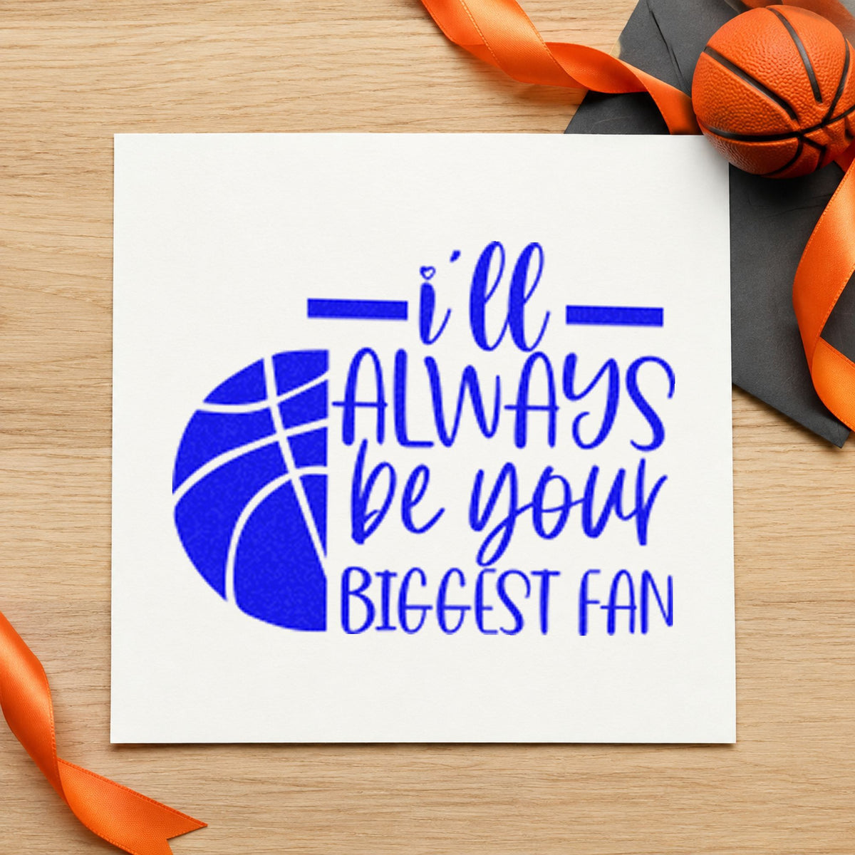 Always Your Biggest Fan craft stamp in blue ink on cardstock, an easy option for album cover printing.