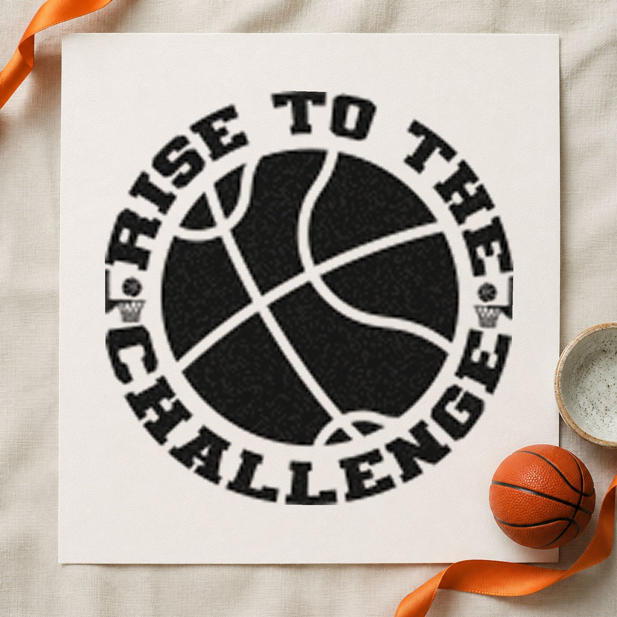 Rise To The Challenge craft stamp imprint in black ink on a handmade project, one idea being tape kit gift tags.