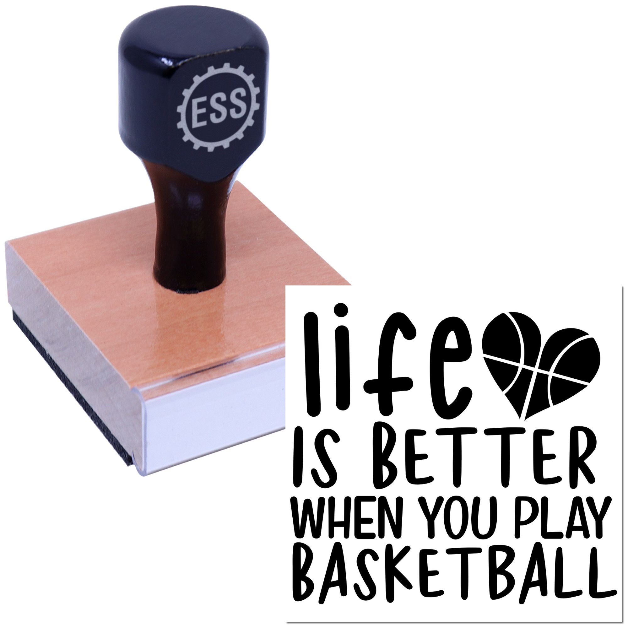Love Basketball Life Scrapbook Rubber Stamp