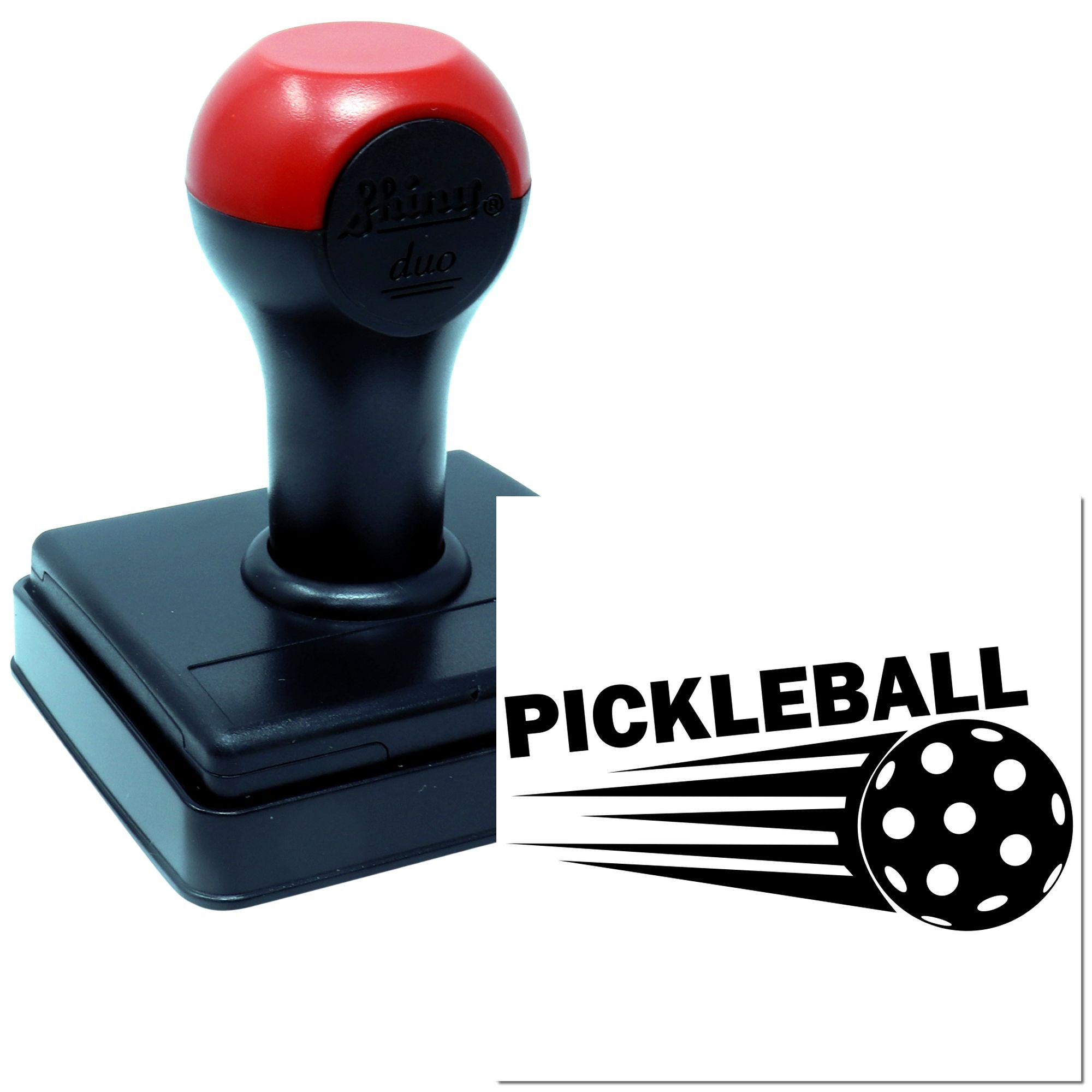 Duo Speeding Pickleball With Motion Trails Hand Stamp
