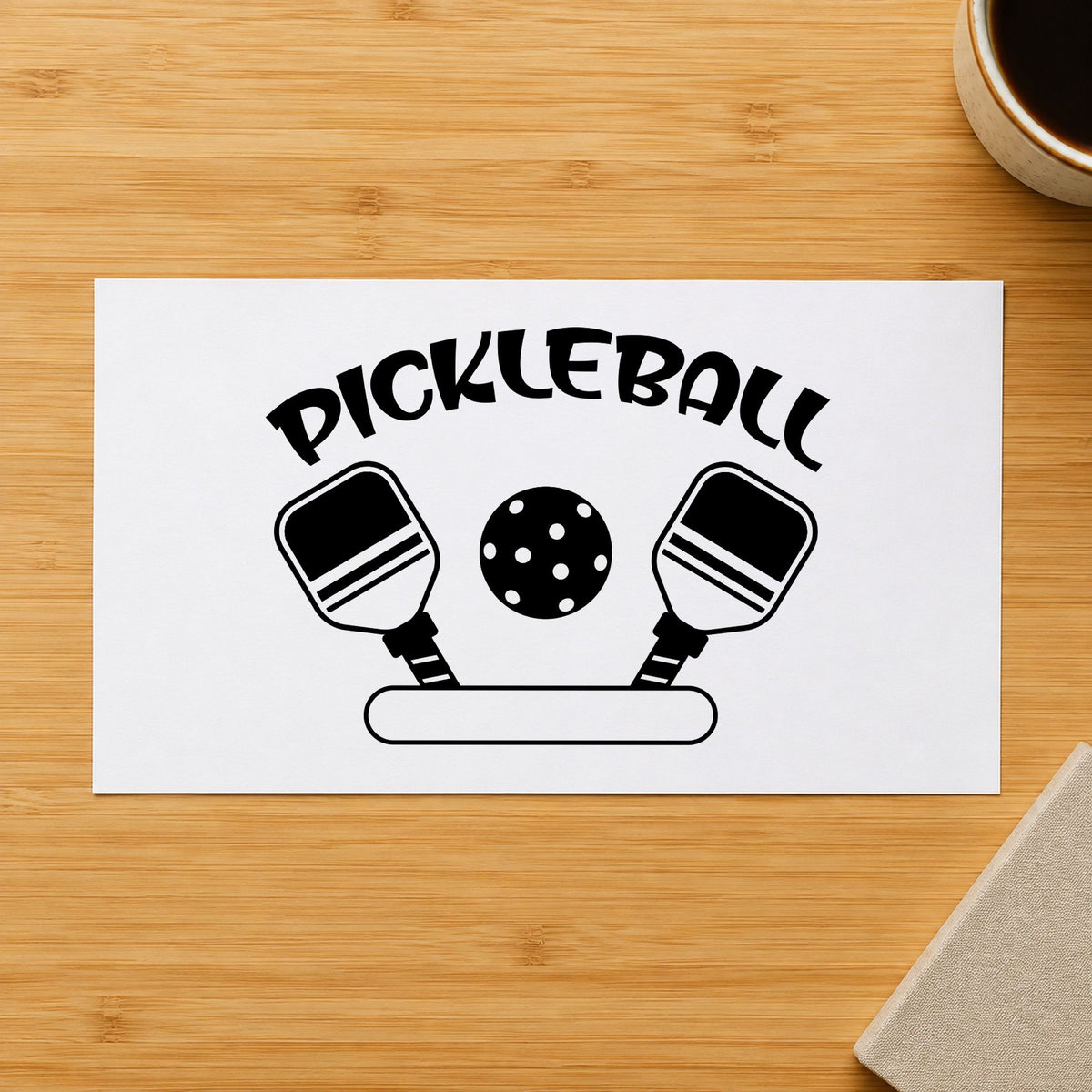 Pickleball Paddles Blank Banner rubber stamp printed in black ink, ready for bracket result sheet and similar paper crafts.