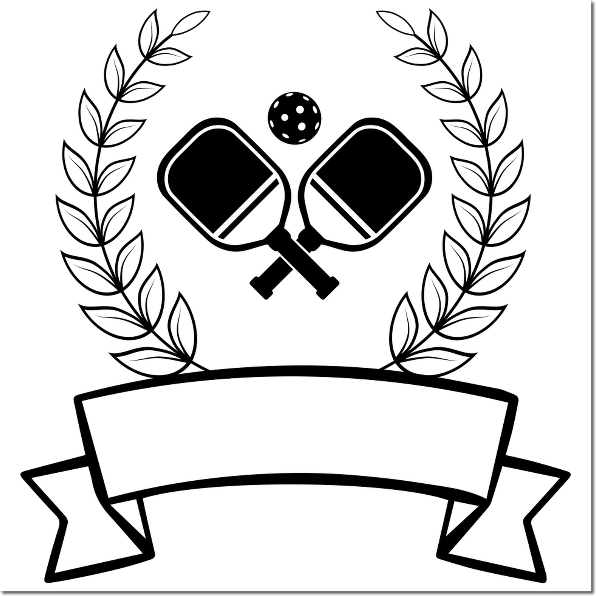 Duo Laurel Pickleball Championship Emblem Banner Hand Stamp