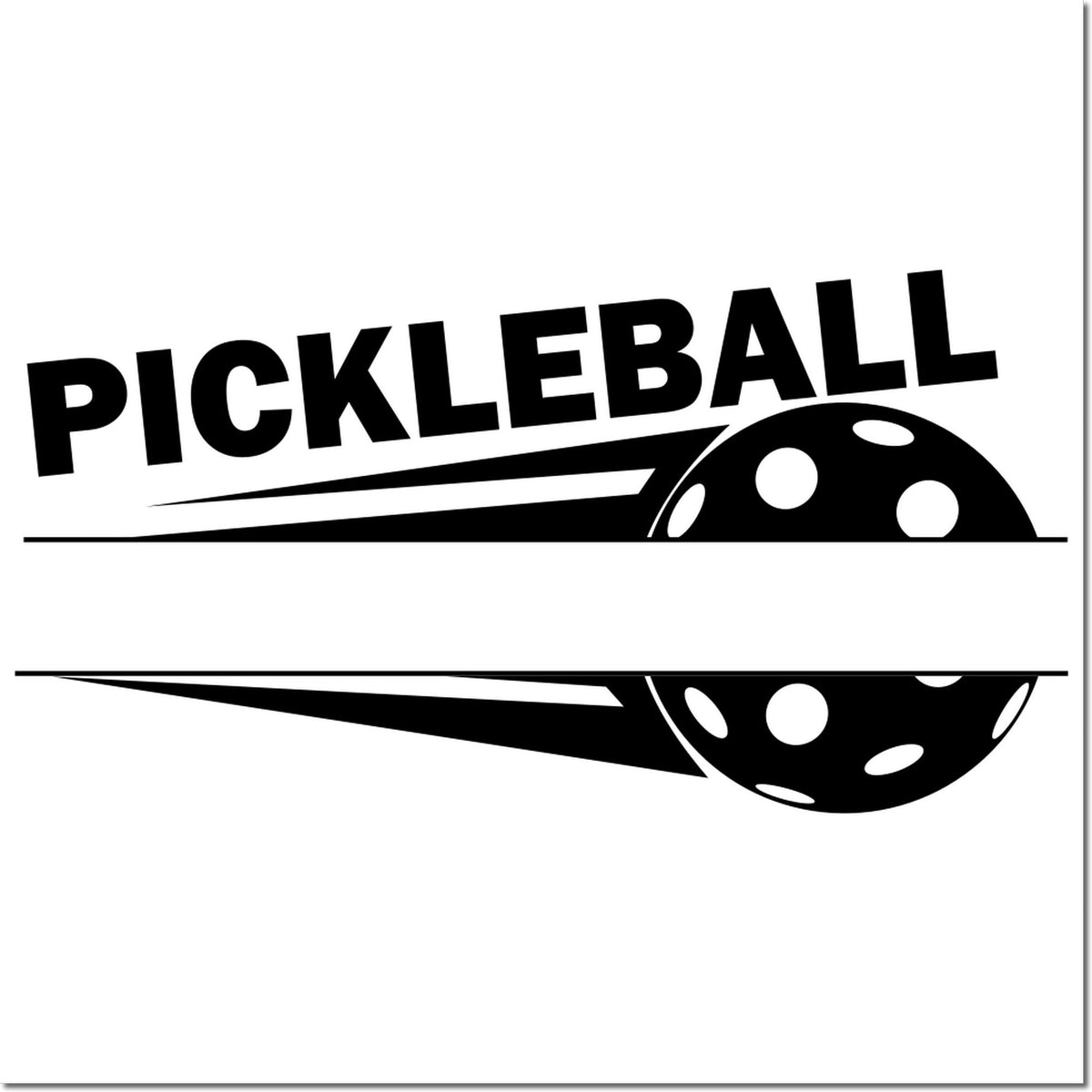 Black Pickleball stamp and seal design with paddle and perforated ball on white background