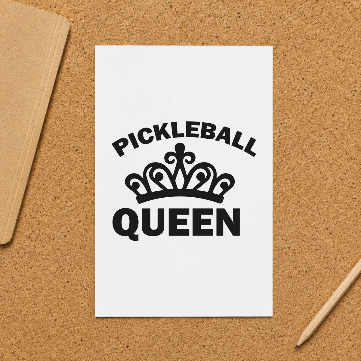 Pickleball Queen Crown Graphic rubber stamp printed in black ink, ready for ladder result sheet and similar paper crafts.