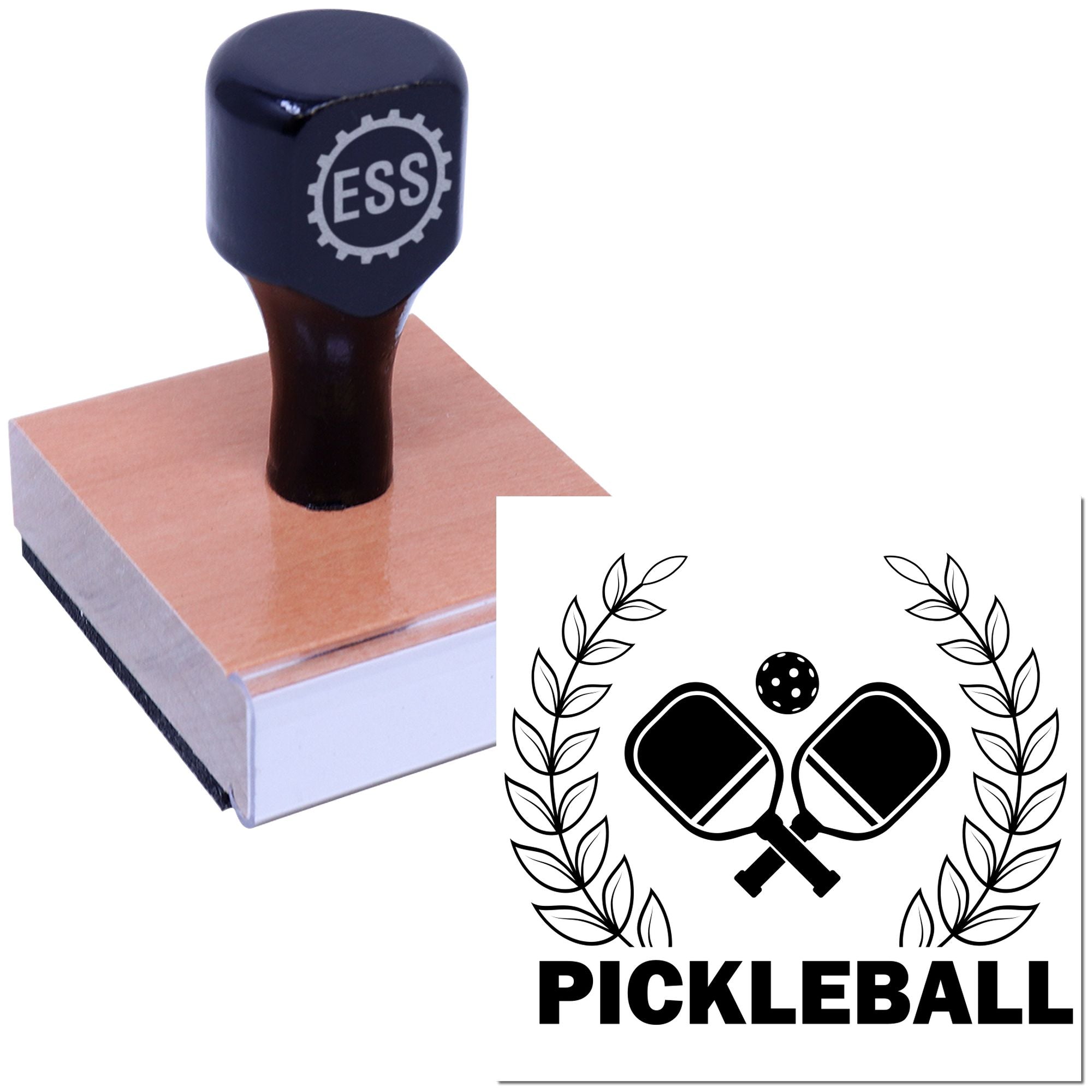 Pickleball Laurel Emblem Card Rubber Stamp