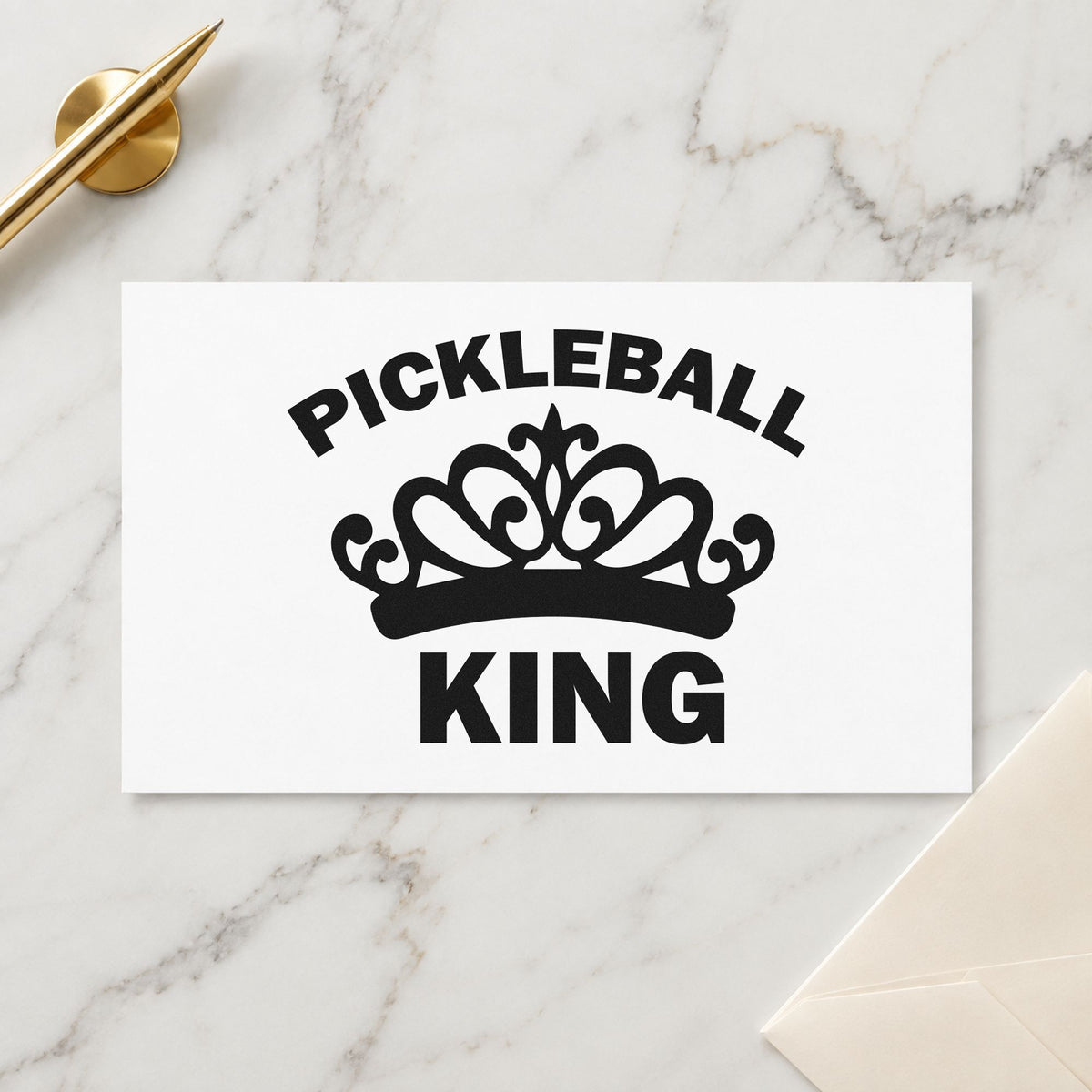 Pickleball King Crown Graphic rubber stamp printed in black ink, ready for crown circle cards and similar paper crafts.