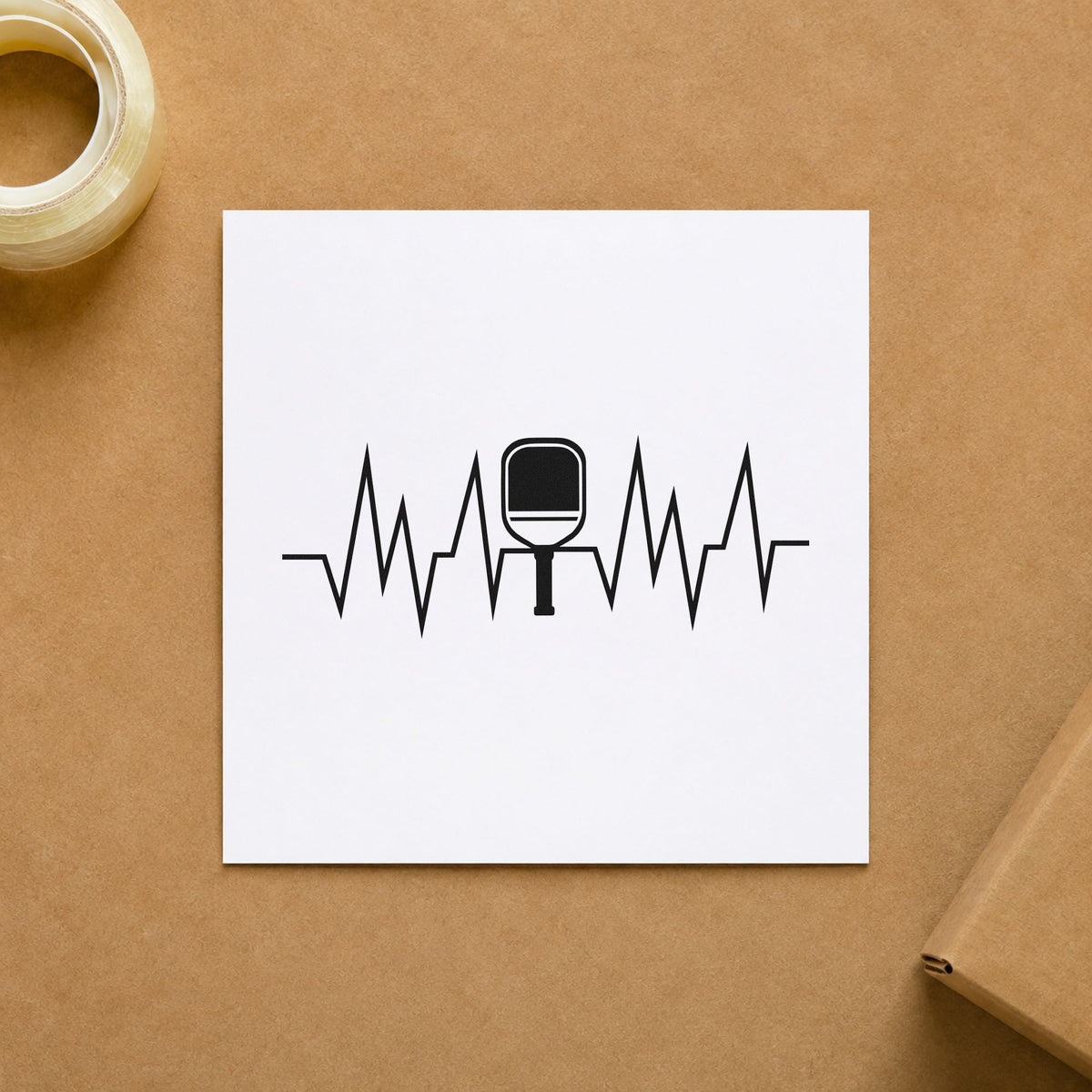 Solid Paddle Heartbeat Line craft stamp in black ink on cardstock, an easy option for trial day album page.