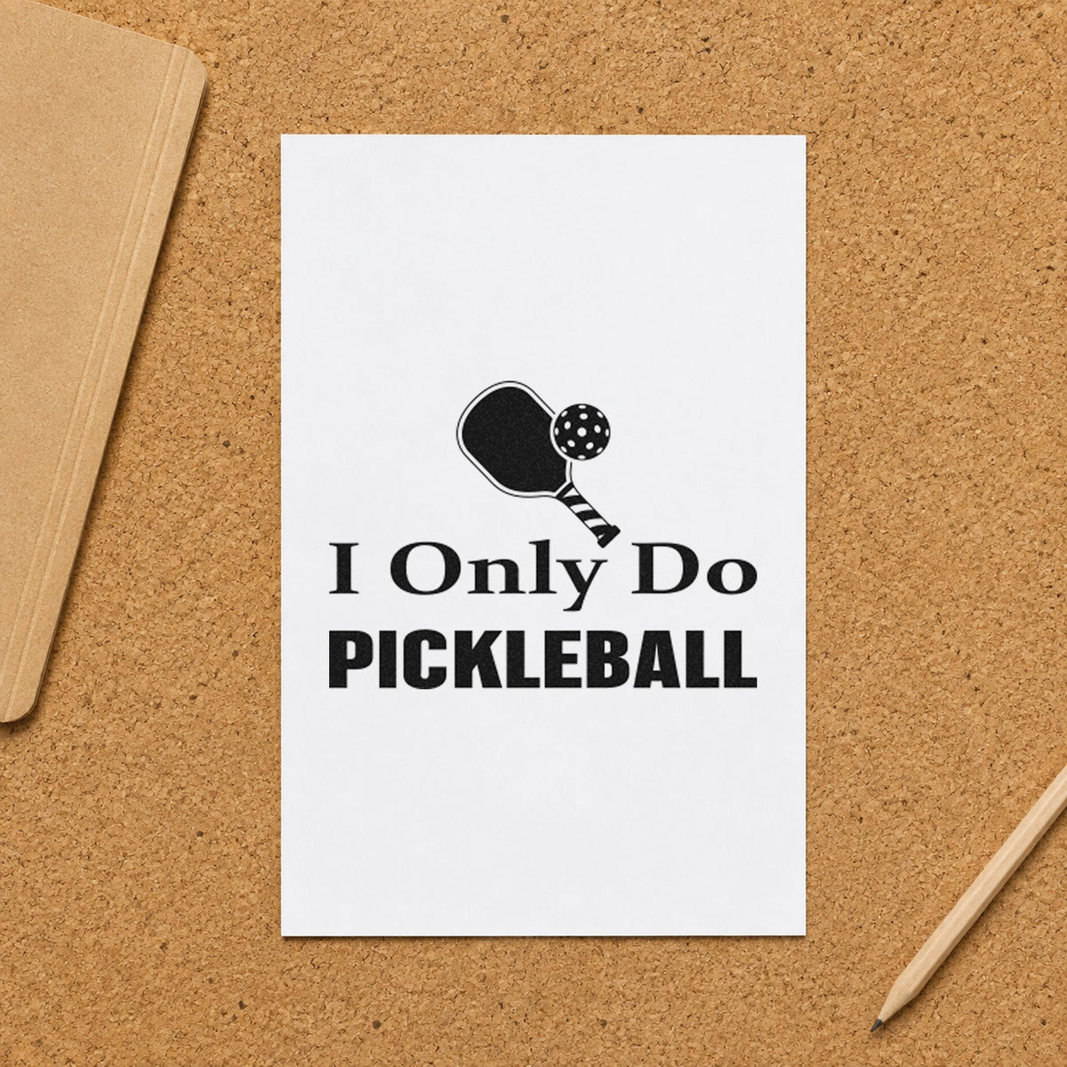Only Do Pickleball Paddle rubber stamp printed in black ink, ready for build task sheet and similar paper crafts.