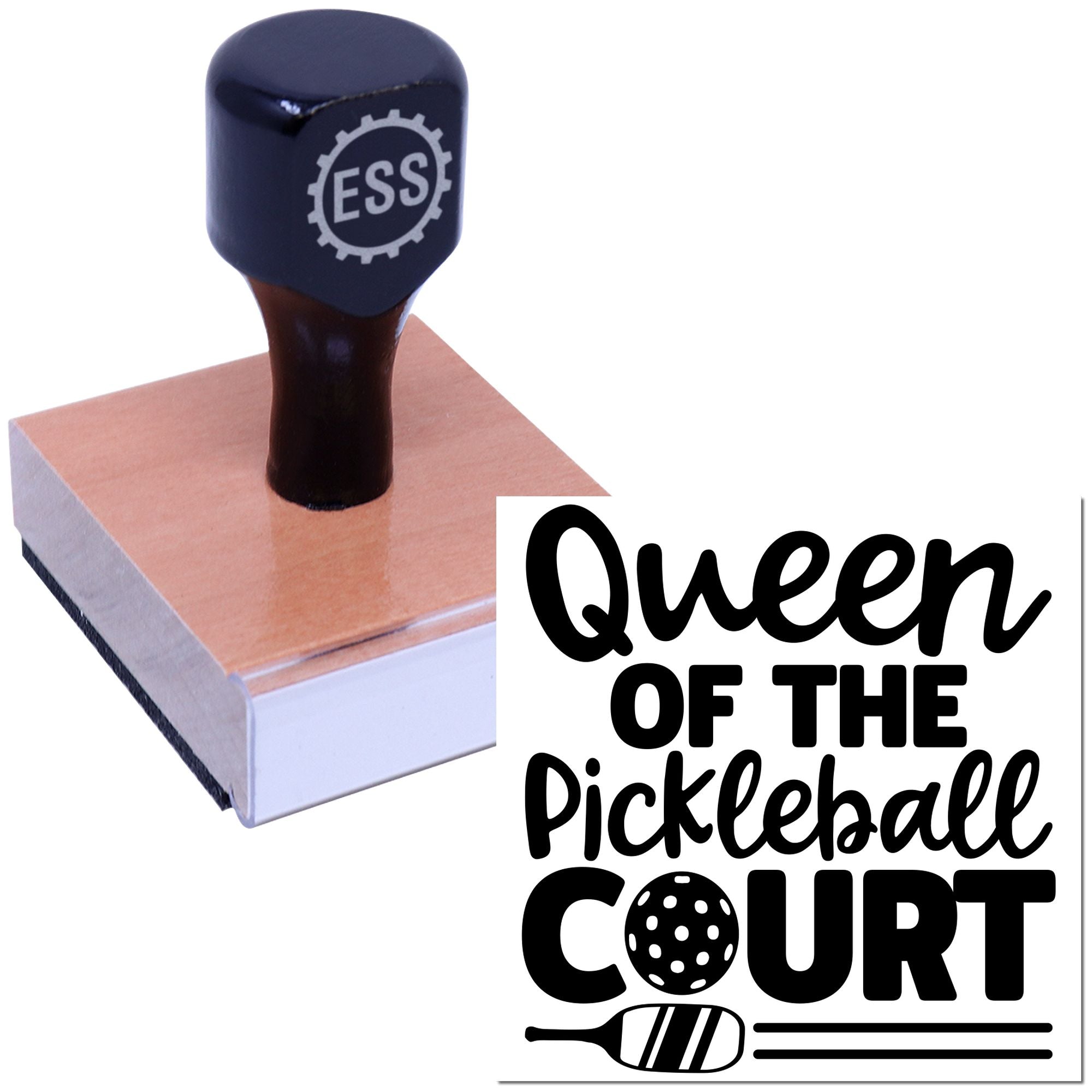 Pickleball Court Queen Paper Goods Rubber Stamp