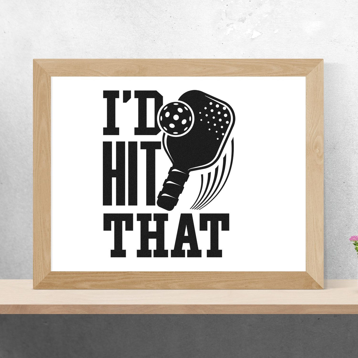 Black Id Hit That pickleball stamp and seal design with paddle, ball, and bold text on a white background.