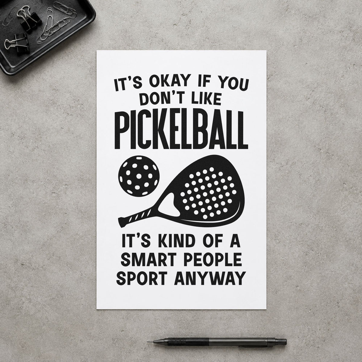 Pickleball Smart People Sport craft stamp in black ink on cardstock, an easy option for rivalry album page.