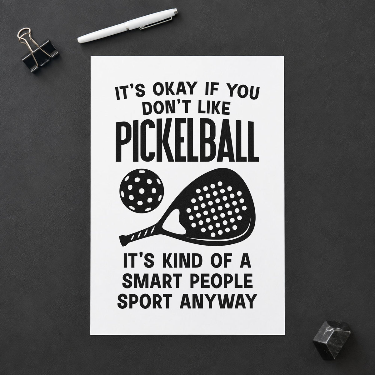Pickleball Smart People Sport rubber stamp printed in black ink, ready for head to head sheet and similar paper crafts.