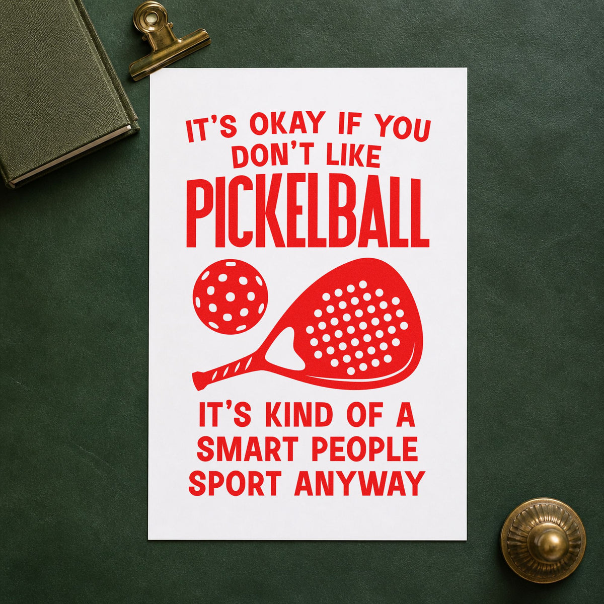 Pickleball Smart People Sport rubber stamp shown in red ink, stamped for projects such as bin ball labels.