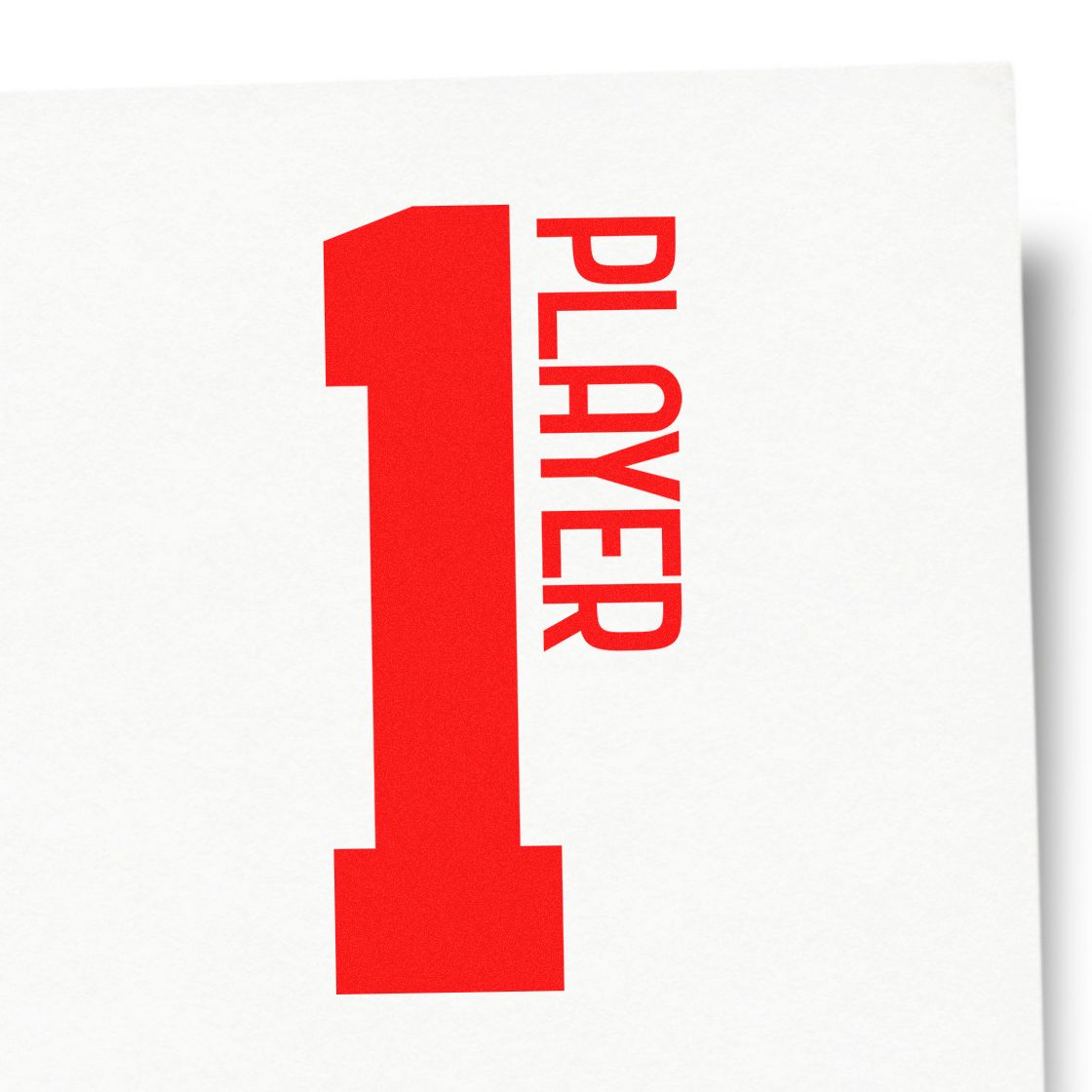 Red number 1 player stamp seal on white background