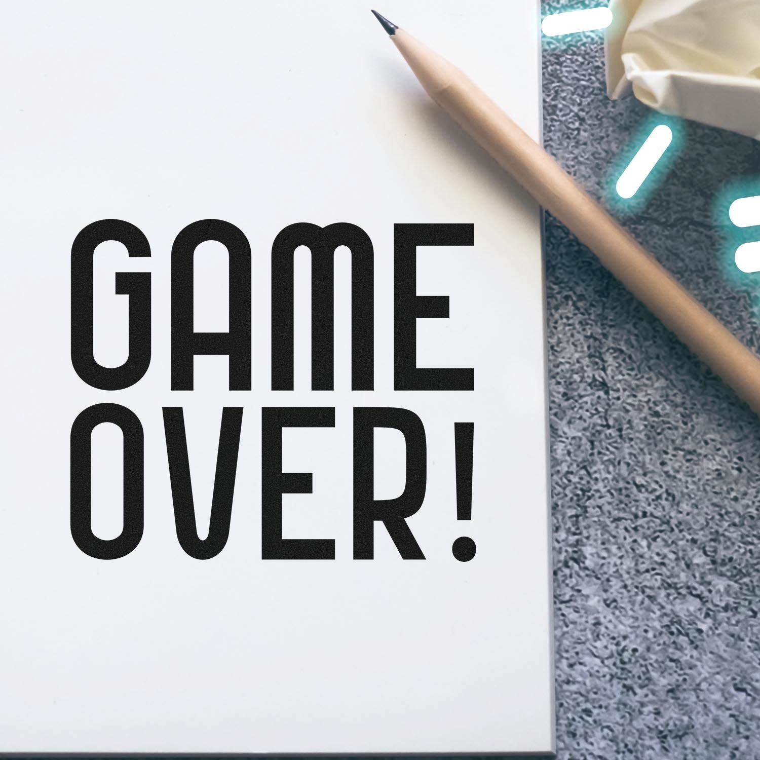 Playtime Ended Banner Journaling Rubber Stamp