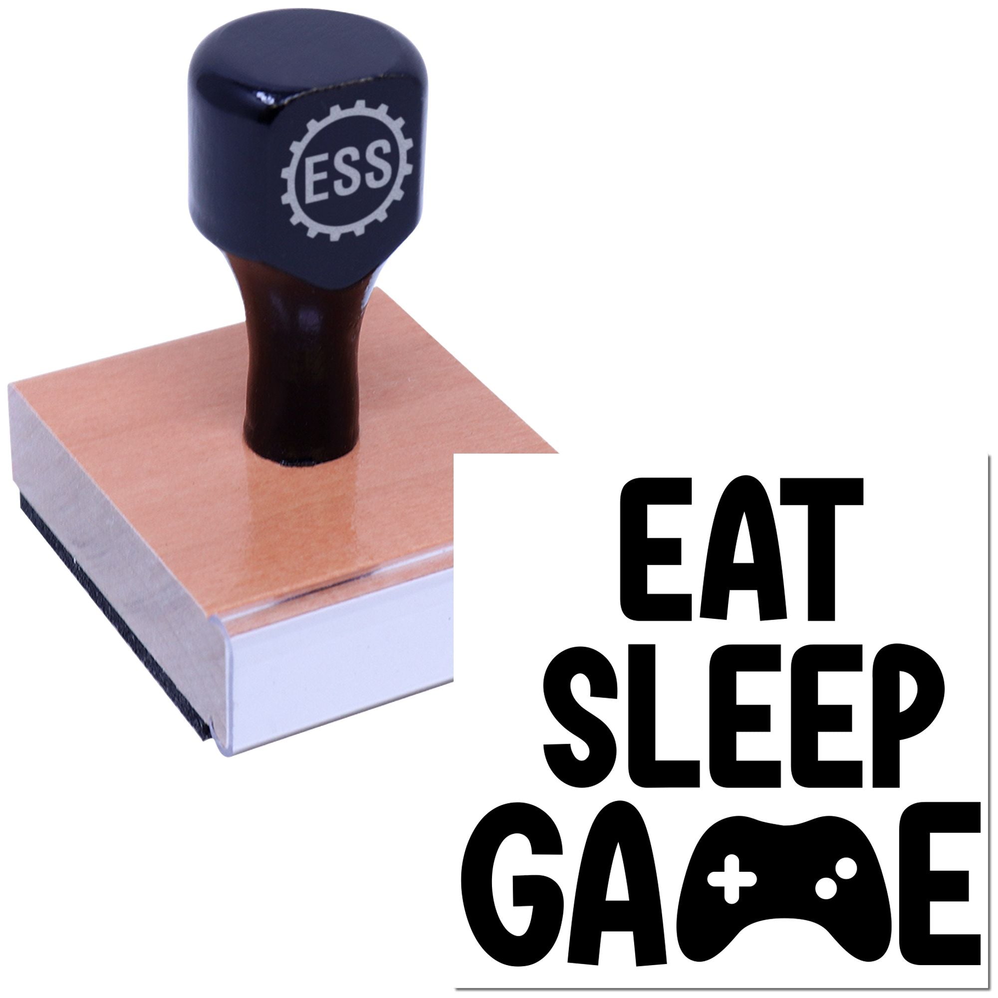 Eat Sleep Game Paper Goods Rubber Stamp