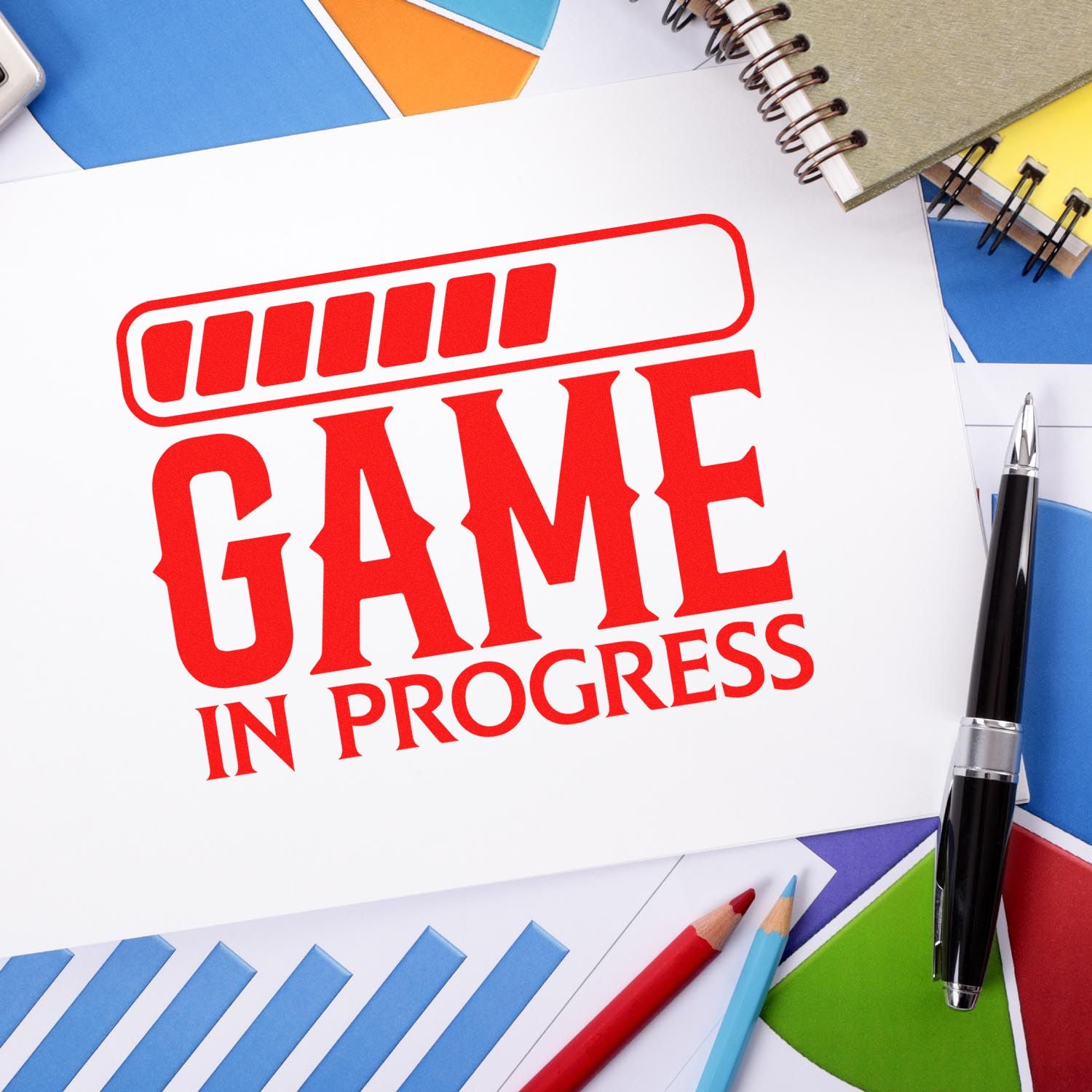 Loading Game Mode Greeting Card Rubber Stamp