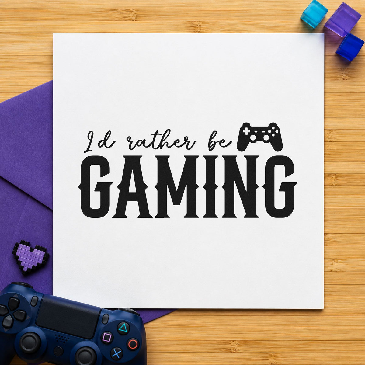 Rather Be Gaming Controller rubber stamp printed in black ink, ready for break plan sheet and similar paper crafts.