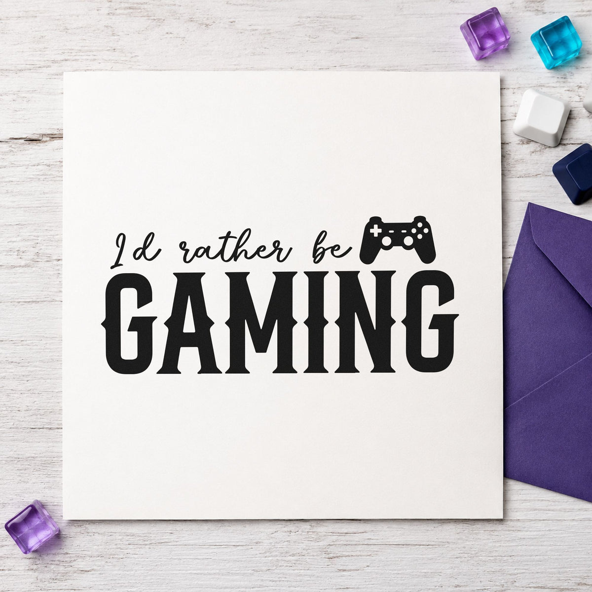 Rather Be Gaming Controller rubber stamp printed in black ink, ready for small controller cards and similar paper crafts.