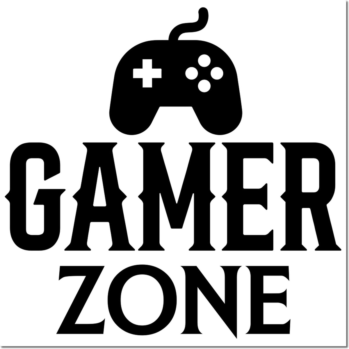 Black Gamer Zone stamp seal with a black game controller icon on a white background