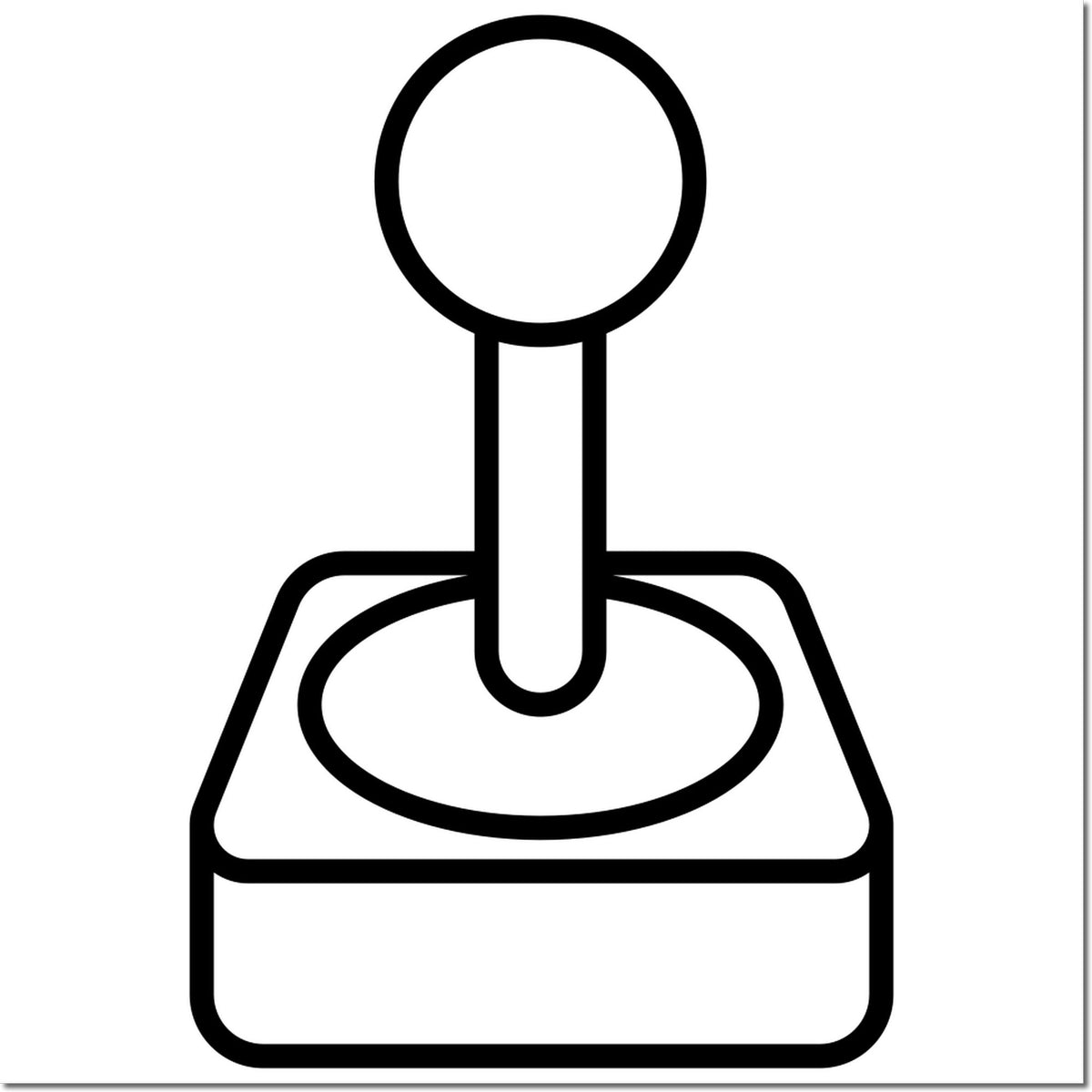 Black outline rubber stamp and seal icon on white background with circular handle and rectangular base.