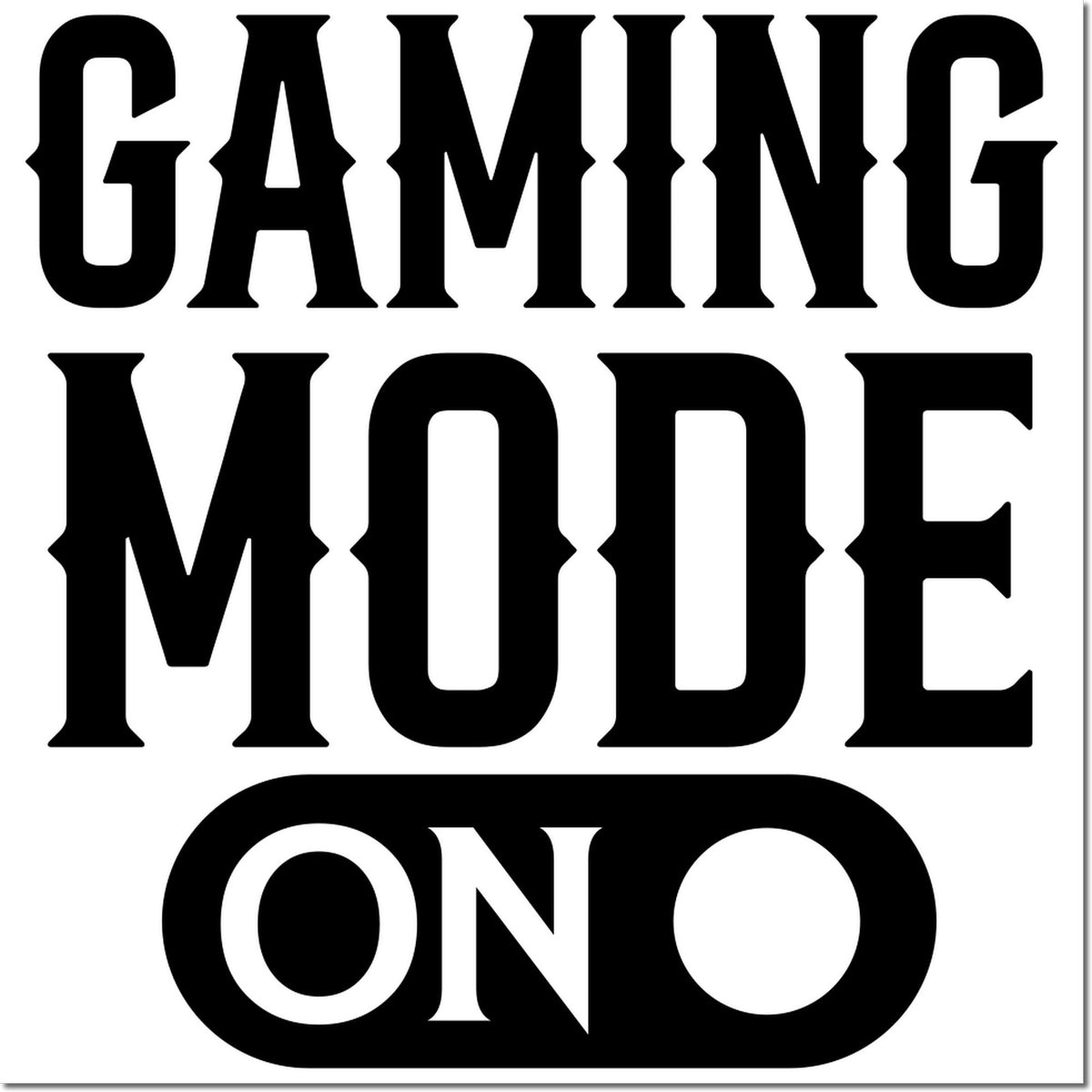 Bold black Gaming Mode On stamp-style seal on white background