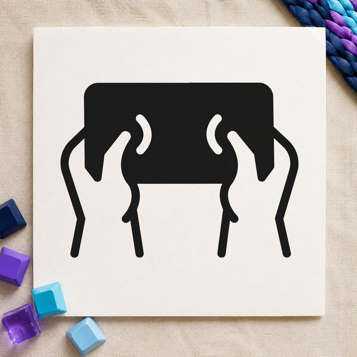 Hands Holding Dark Tablet rubber stamp printed in black ink, ready for dark tablet cards and similar paper crafts.