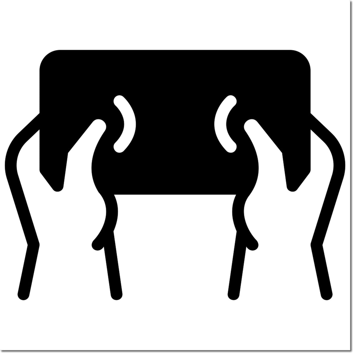 Black stamp and seal product icon with white curved grip lines on a white background.