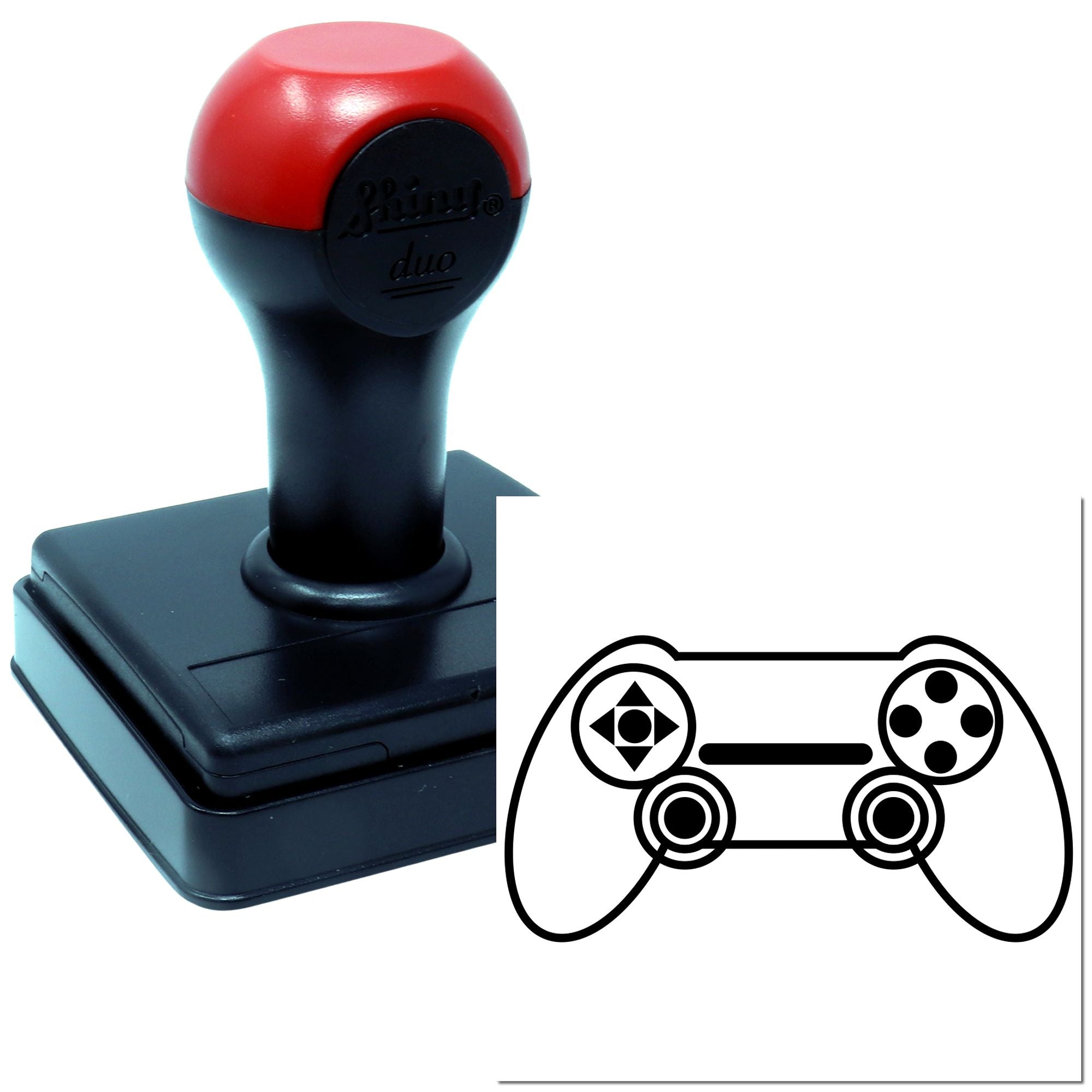 Duo Minimalist Dual Analog Game Controller Outline Hand Stamp