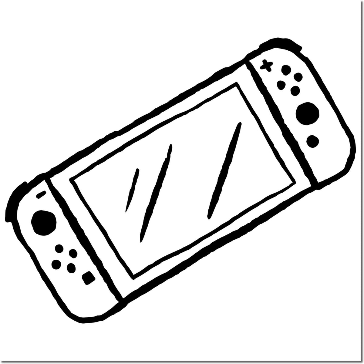Black line-art stamp and seal product with rounded ends, dots, and bold center lines on a white background.